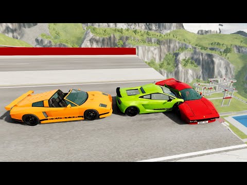 Expensive Cars Open Bridge Side Impact Jump Crashes - BeamNG drive Side Impact At High Speed