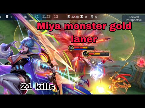 Miya monster gold laner 21 kills No death killer machine 