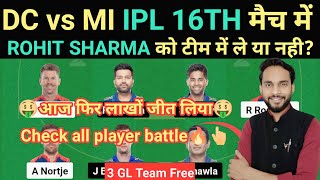 DC vs MI Dream11 Team II DC vs MI Dream11 Team Prediction II IPL 2023 II mi vs dc dream11