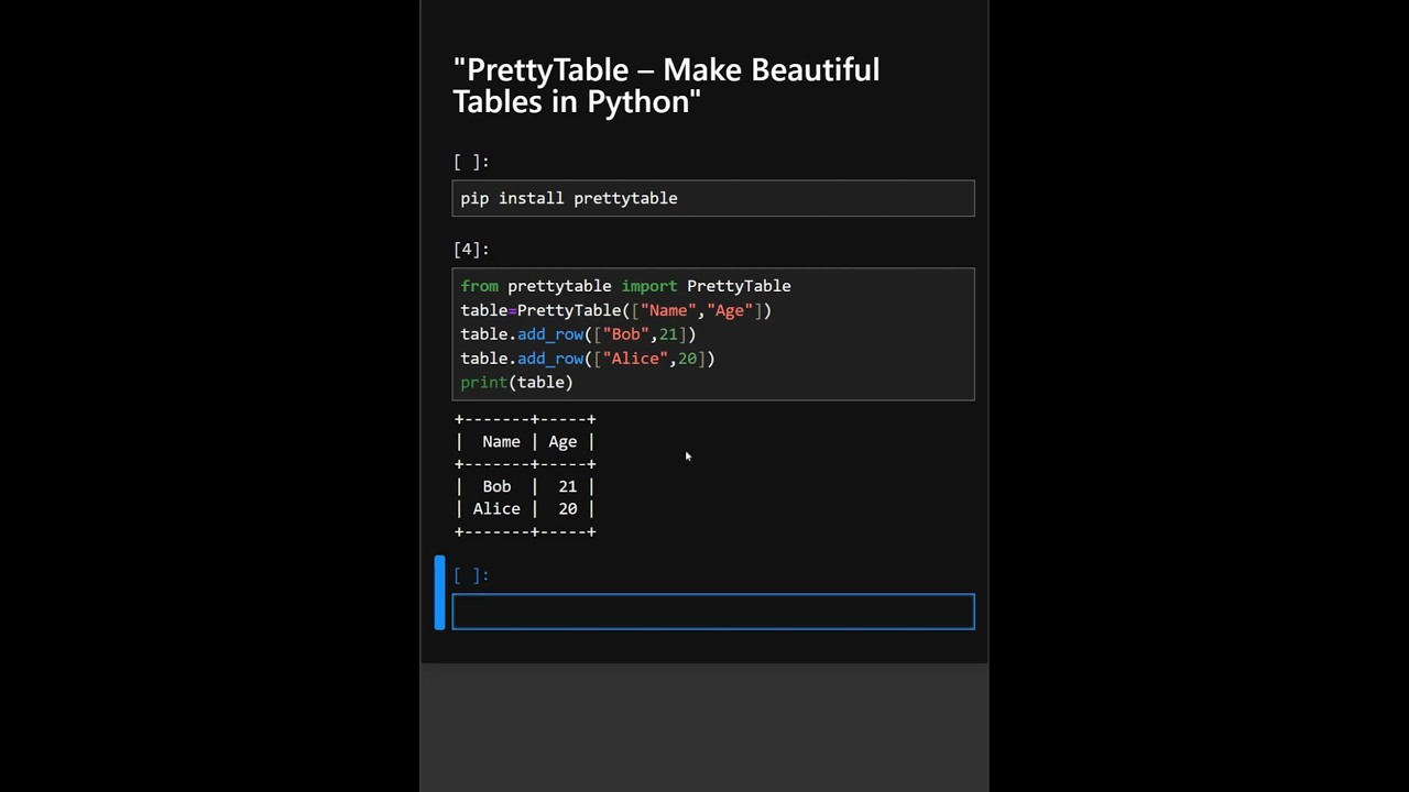 PrettyTable -Make Beautiful Tables in Python🔰 #python #programming #coding #ai #github #genai