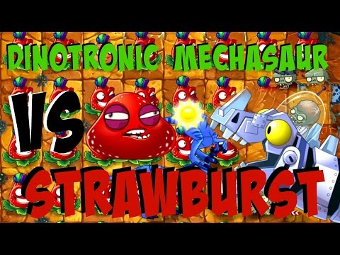 Plants vs Zombies 2 Epic Hack : Strawburst vs Jurassic Marsh Zombot Dinotronic Mechasaur
