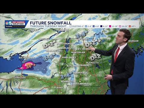 Snow showers later Monday into Tuesday in Vermont (01-19-26)