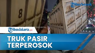 Truk Pasir Terperosok di Depan Mal Gandaria City Jakarta Selatan, Tak Kuat Menahan Bebas Truk