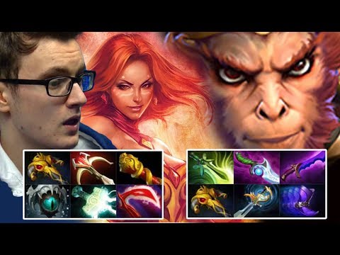 Miracle- Lina Pure Right Click Item Build vs Kuku Tinker and Monkey King Carry Dota 2
