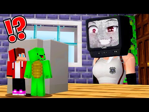 JJ TURNS TINY to ESCAPE TV WOMAN! Mikey RESCUES in Minecraft