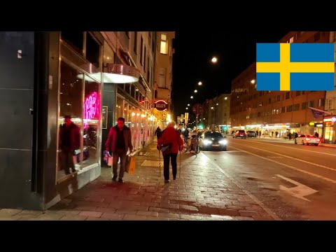 Stockholm evening walk: nightlife of Folkungagatan to Renstiernas gata. Relaxing Södermalm ambiance