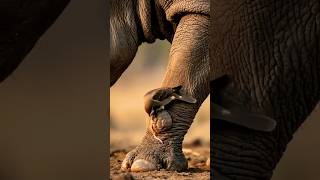 Bird trying to take the pus to help the elephant. #elephant #birds #animals #wildlife #animalworld