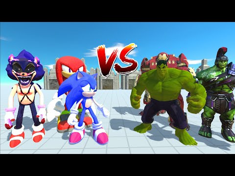 3vs3 | Hulk Vs Sonic - Animal Revolt Battle Simulator
