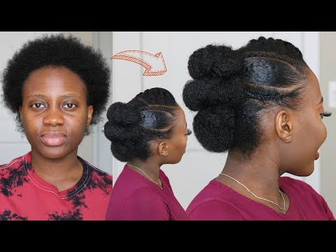 QUICK Natural Hair Protective Style | Faux Hawk Updo -...