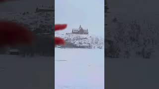 Prince of Wales Hotel over frozen lake #winterscenery #winter #winterwonderland 