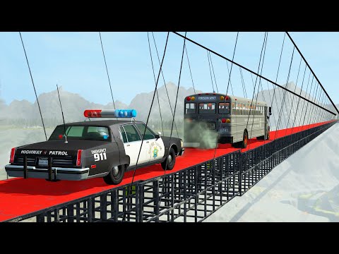 Long Suspension bridge Testing - Prison Convoy - BeamNG Drive