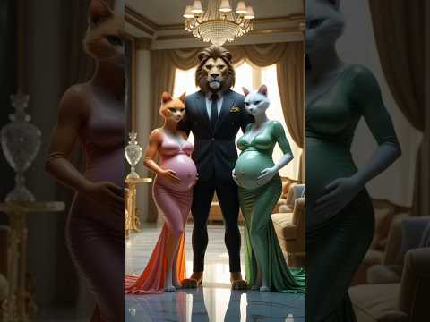 lion And his 4 cubs funny story #cats #shorts