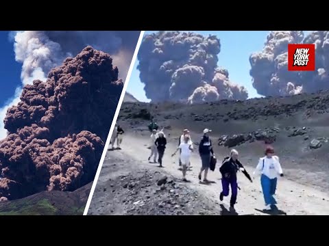 Powerful Mount Etna eruption sends panicked tourists running for their lives