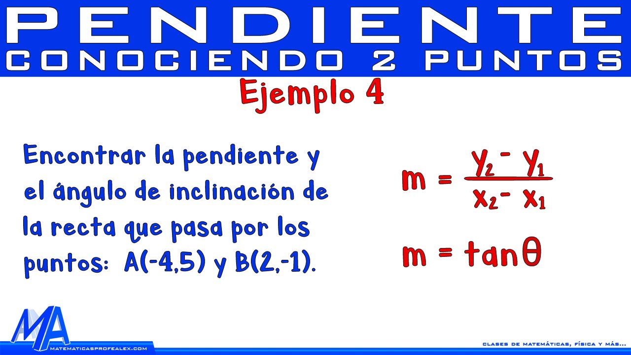 Watch Pendiente y ángulo de inclinación de la recta conociendo dos puntos Now Pendiente y ángulo de inclinación de la recta conociendo dos puntos