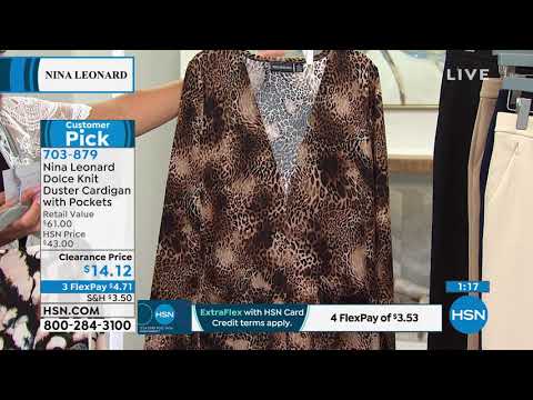 Nina Leonard Dolce Knit Duster Cardigan with Pockets