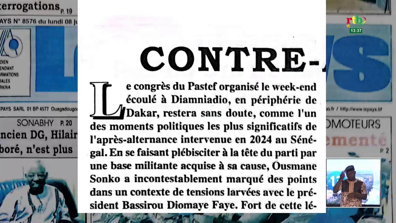 RTB - JT de 13h du 08 juin 2026