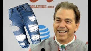 Nick Saban on torn jeans