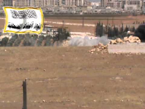 استهداف مقرات النظام في معمل الكرتون في ريف حلب بواسطة مدفع محلي الصنع من قبل لواء أحفاد الصحابة