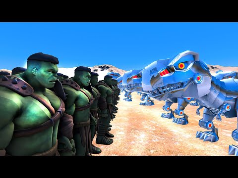 Yeşil Dev Hulk vs Robot T Rex Orduları Savaşıyor