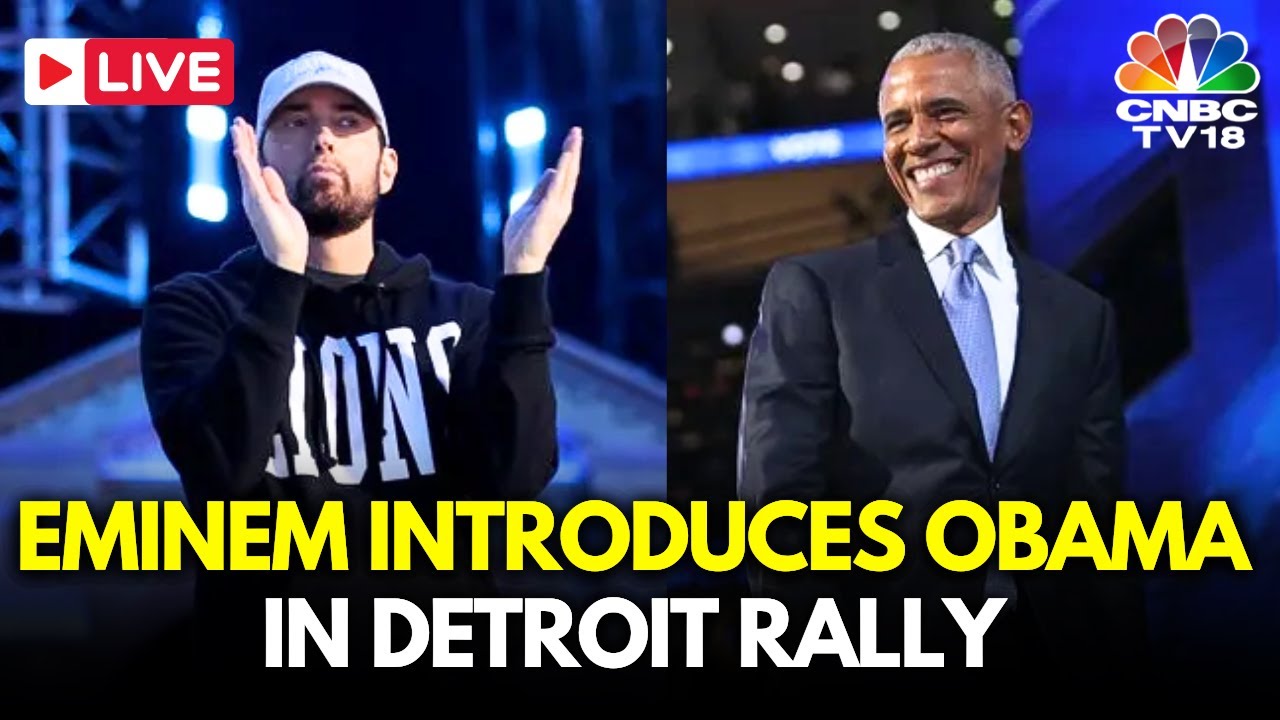 LIVE: Eminem Introduces Barack Obama at Kamala Harris Rally in Detroit | 2024 US Elections | N18G