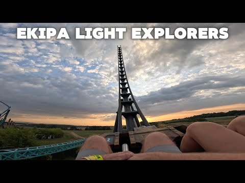 EKIPA LIGHT EXPLORERS Roller Coaster Amusement Park Energylandia Zator Poland video Front seat