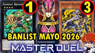Banlist Master Duel Mayo 2026 Los Zoodiac Revivieron TeamSetoX Yu-Gi-Oh!