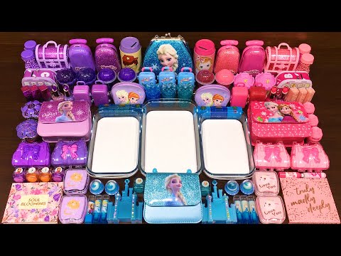 PINK BLUE vs PURPLE FROZEN ! Mixing Random Things into GLOSSY Slime ! Satisfying Slime Video #204