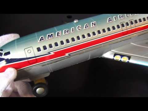 Vintage battery operated marx american airlines 727 astrojet...