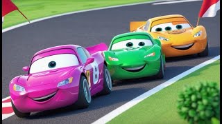 Three Racing Cars Learn Red Blue Green | Fun Colors Song for Kids | Learn Colors with Cars