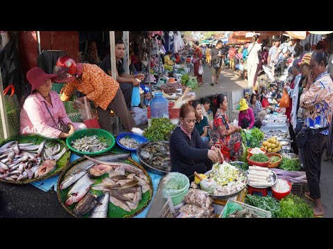 Countryside Food Market Scene - Plenty Rural Pork, Fish, Fresh Vegetable & More Food @Countryside