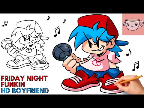 How To Draw HD Boyfriend - Friday Night Funkin Mod | FNF |  Easy Step By Step Drawing Tutorial