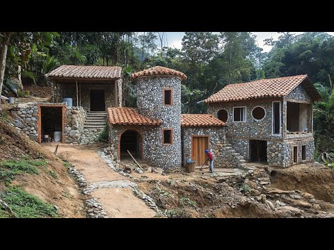 Build Stone House in the Mountains with Your Own Hands - Build First Pentagon House