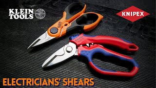 KLEIN Compact Cable Stripping Electricians Scissors + KNIPEX Angled Electricians Shears Tool Review