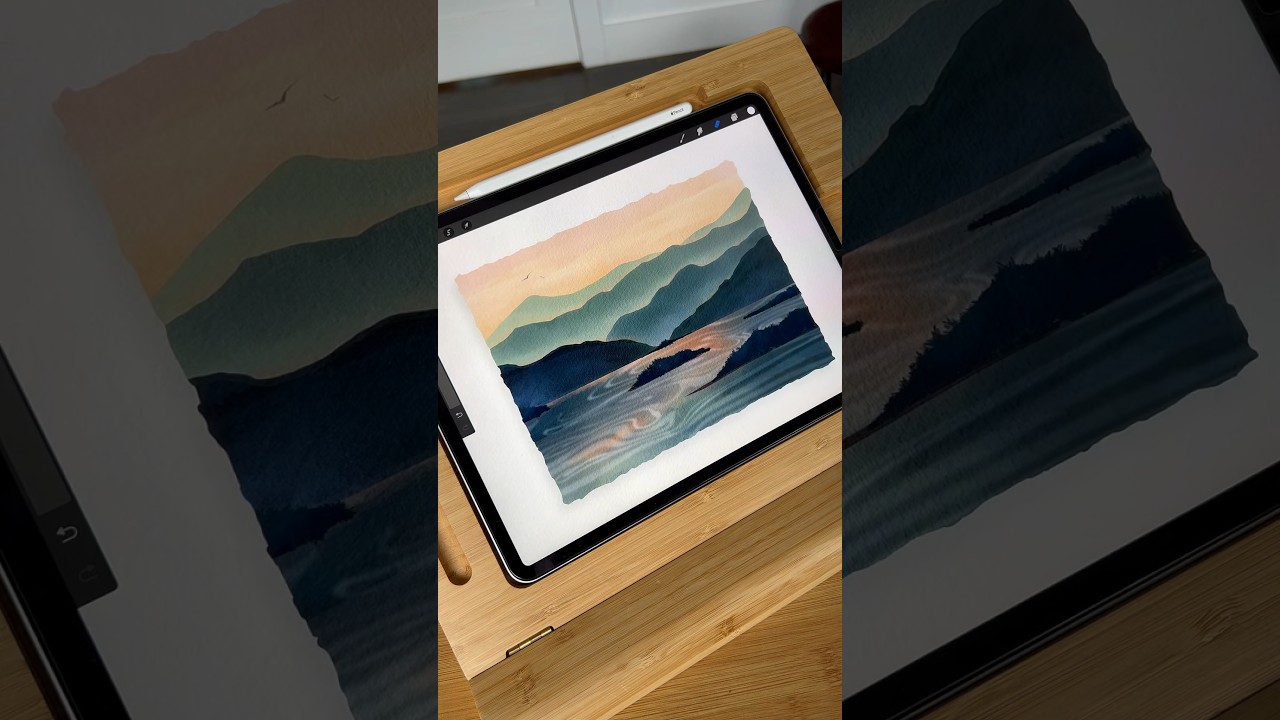 Procreate Watercolor Landscape Tutorial #procreatebrushes #procreatetutorial