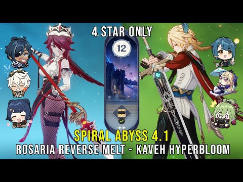 C6 Rosaria Reverse Melt and C1 Kaveh Hyperbloom - Genshin Impact Abyss 4.1 - Floor 12 9 Stars