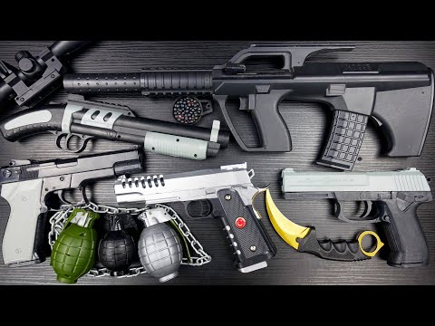Binoculars Modified Steyr AUG Beaded Toy Gun! Shotgun & Desert Eagle Types! Karambit and Grenades