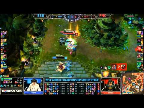 Fnatic Toplane Towerdive - SSB vs FNC (S4 Worlds)