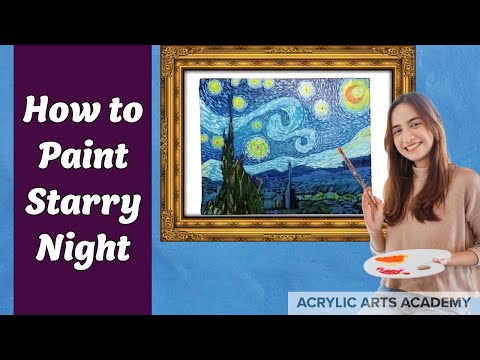 How to Paint Starry Night by Vincent Van Gogh: Acrylic Painting Tutorial
