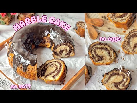 Eggless marble cake recipe | Super soft marble tea cake | Bakery style chocolate marble cake