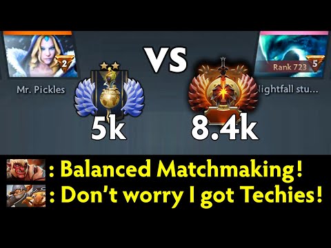 WTF VALVE!! Divine 2 vs 8400MMR  - Worst Matchmaking ever in Dota 2 history | Techies Official