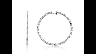 Mark Broumand -  5.80ct Round Brilliant Cut Diamond Hoop Earrings in 18k White Gold