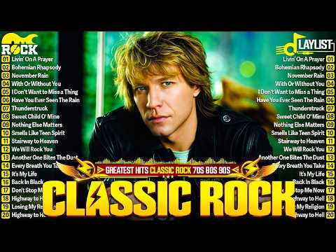 Top 100 Classic Rock Songs Of 80s 90s - Bon Jovi, Aerosmith, Queen, Guns N' Roses, Metallica, Queen