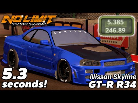 5.3 Seconds R34 Tune - Fastest Nissan Skyline GT-R R34 Tune 1/4 Mile! | No Limit Drag Racing 2.0