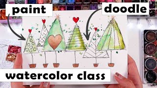 💡LEARN to PERFECT your Watercolor Skills - How to paint EASY Christmas Trees 🎄🎄🎄
