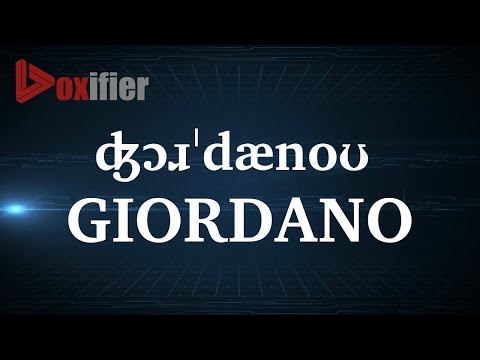 Part of a video titled How to Pronunce Giordano in English - Voxifier.com - YouTube