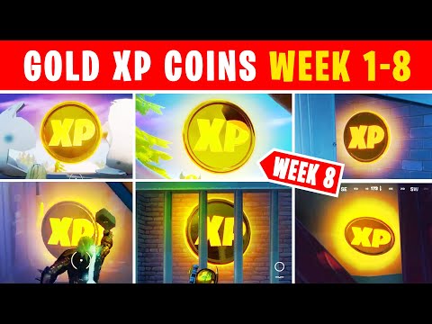 ALL GOLD XP COINS *WEEK 1-8* (New Week 8 XP Coin Location)