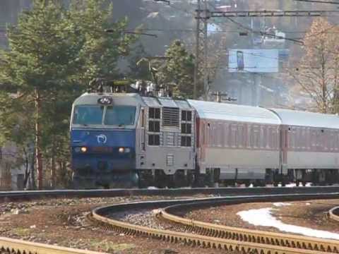 ZSSK 350.004 "Hugo" [IC 505 Rysy] arriving at Žilina zriaďovacia stanica