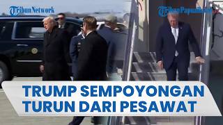 Download lagu DONALD TRUMP STUMBLES, STUMPS OFF PLANE AND HARD TO SIT DOWN mp3