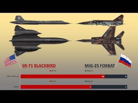 SR-71 Blackbird vs MiG-25 Foxbat Aircraft Comparison of Two Fastest Aircraft In The World.