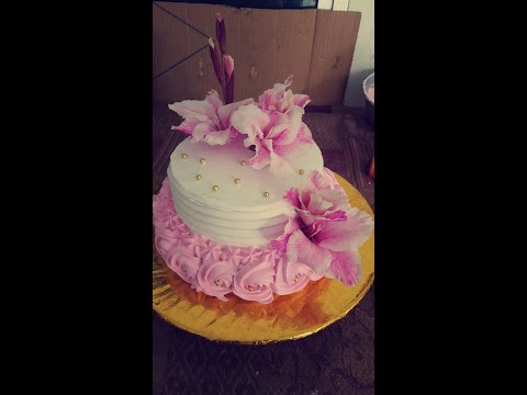 Two tier floral birthday cake